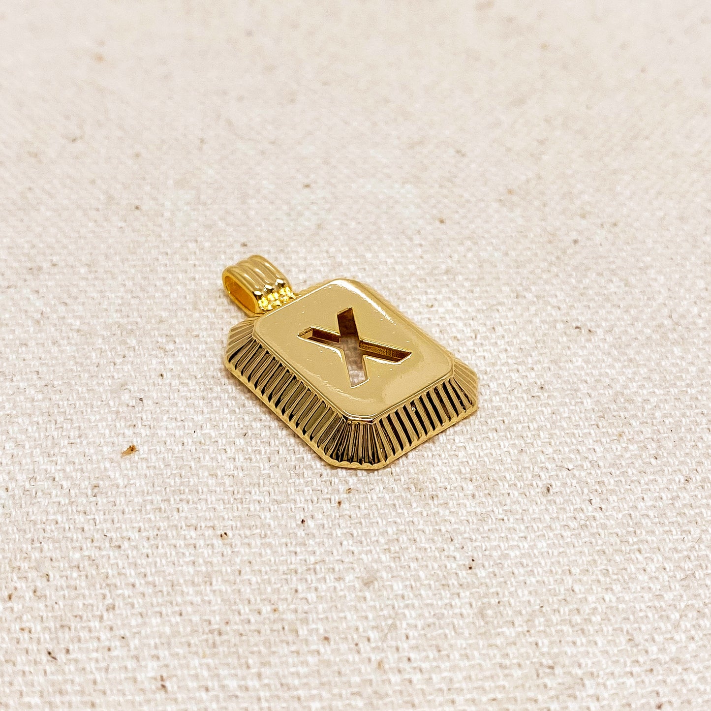 GoldFi 18k Gold Filled Initial Plate Pendant Letter X