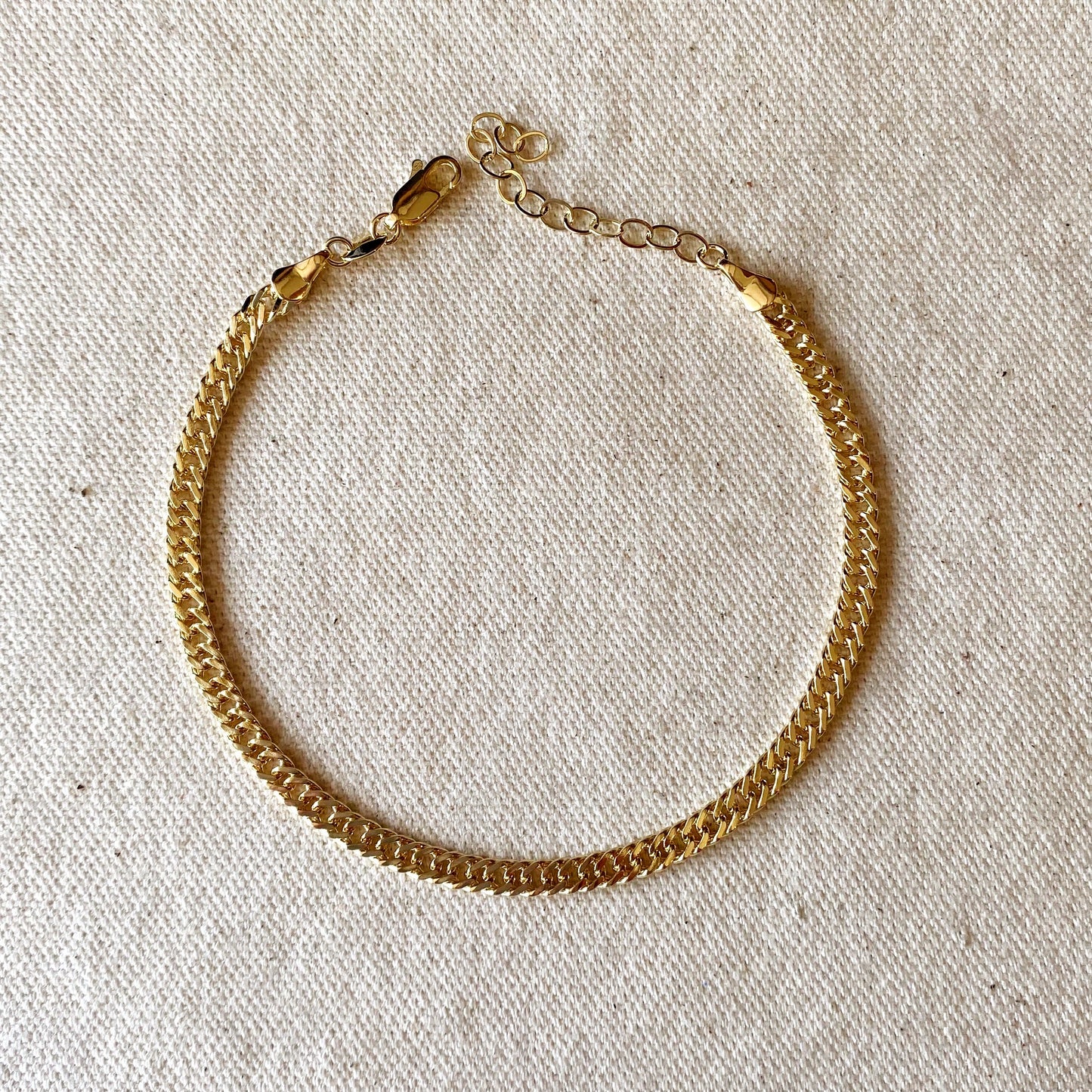18k Gold Filled Double Cuban Link or Curb Chain 4.0mm Thickness Anklet