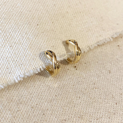 18k Gold Filled Infinity X Huggies Hoop Earrings