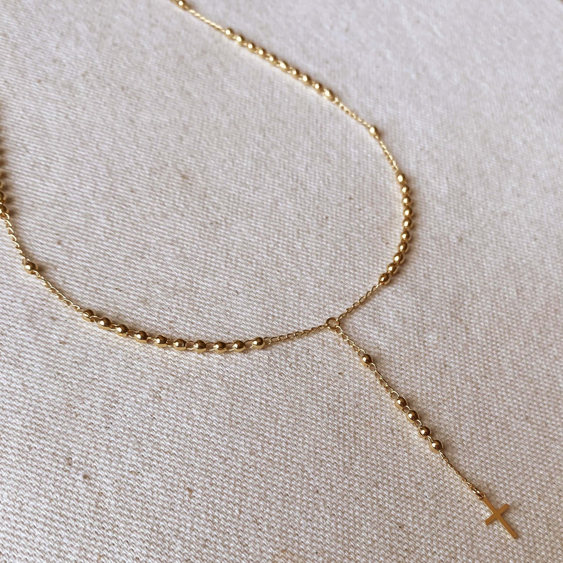 GoldFi 18k Gold Filled Simple Cross Rosary Necklace