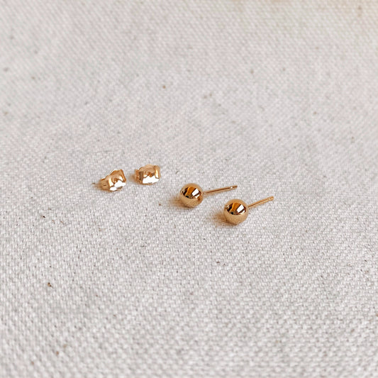 GoldFi 14k Gold Filled 5.0mm Ball Stud Earrings