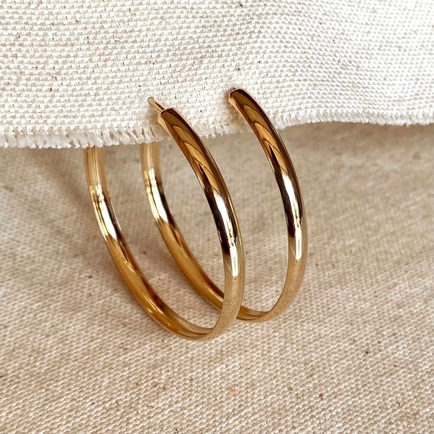 GoldFi 18k Gold Filled 50mm Hollow Continuous Hoop Earrings