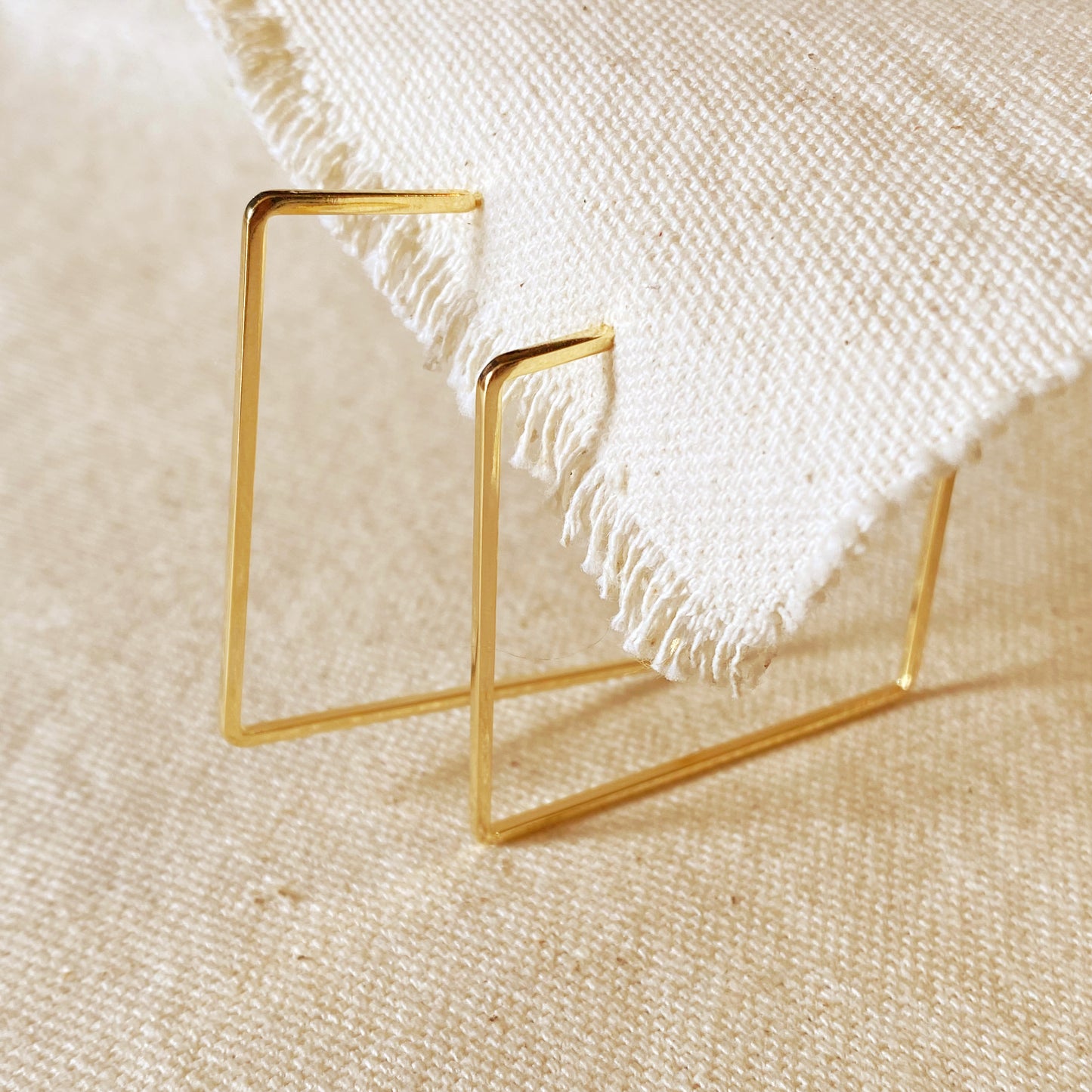 18k Gold Filled Square Shaped Wire Half Hoop Earrings
