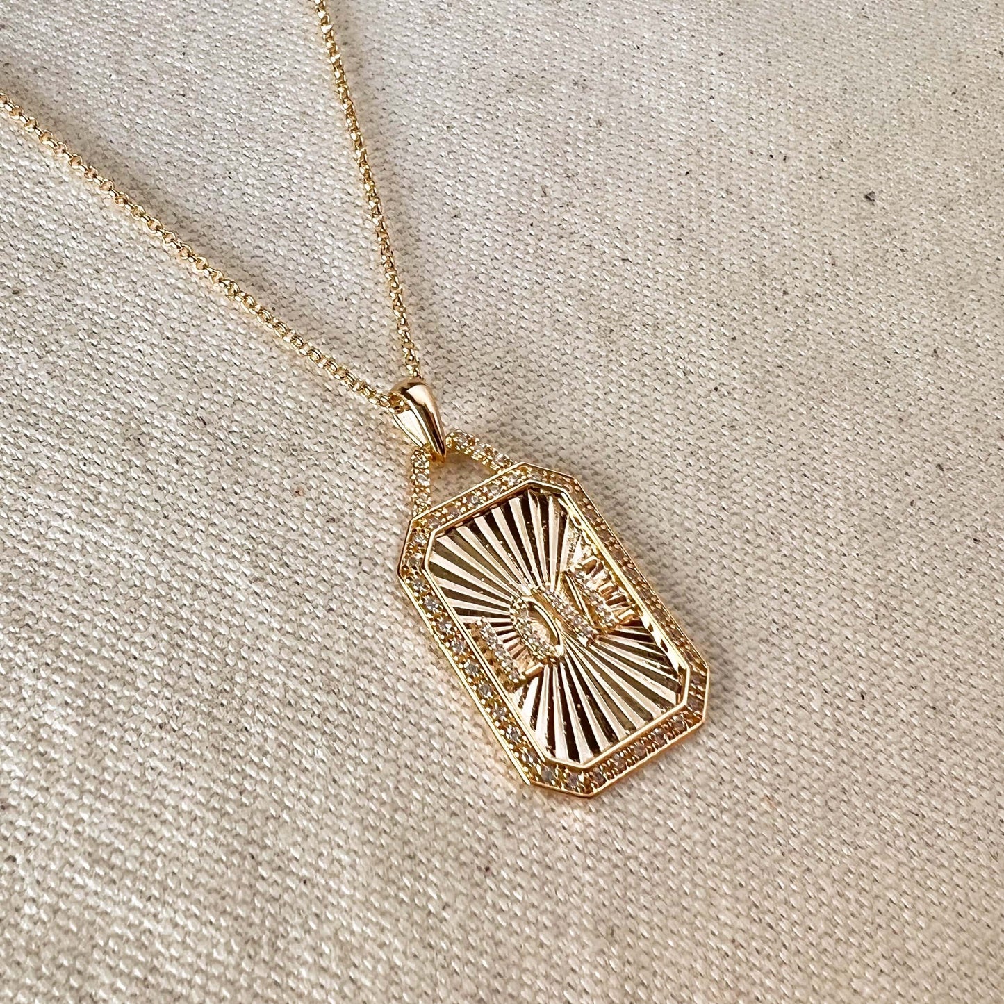 GoldFi 18k Gold Filled Vintage Love Plaque Necklace
