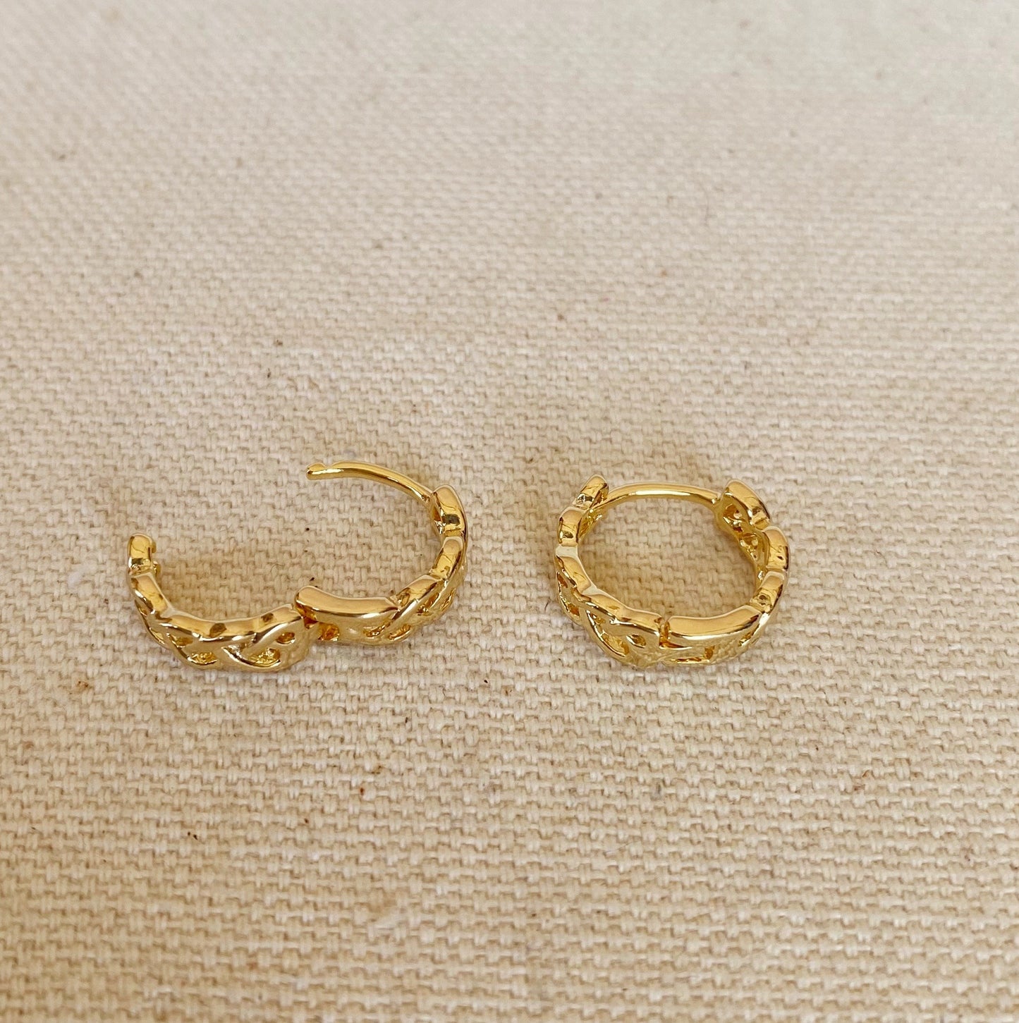 GoldFi 18k Gold Filled Braided Clicker Hoop Earrings