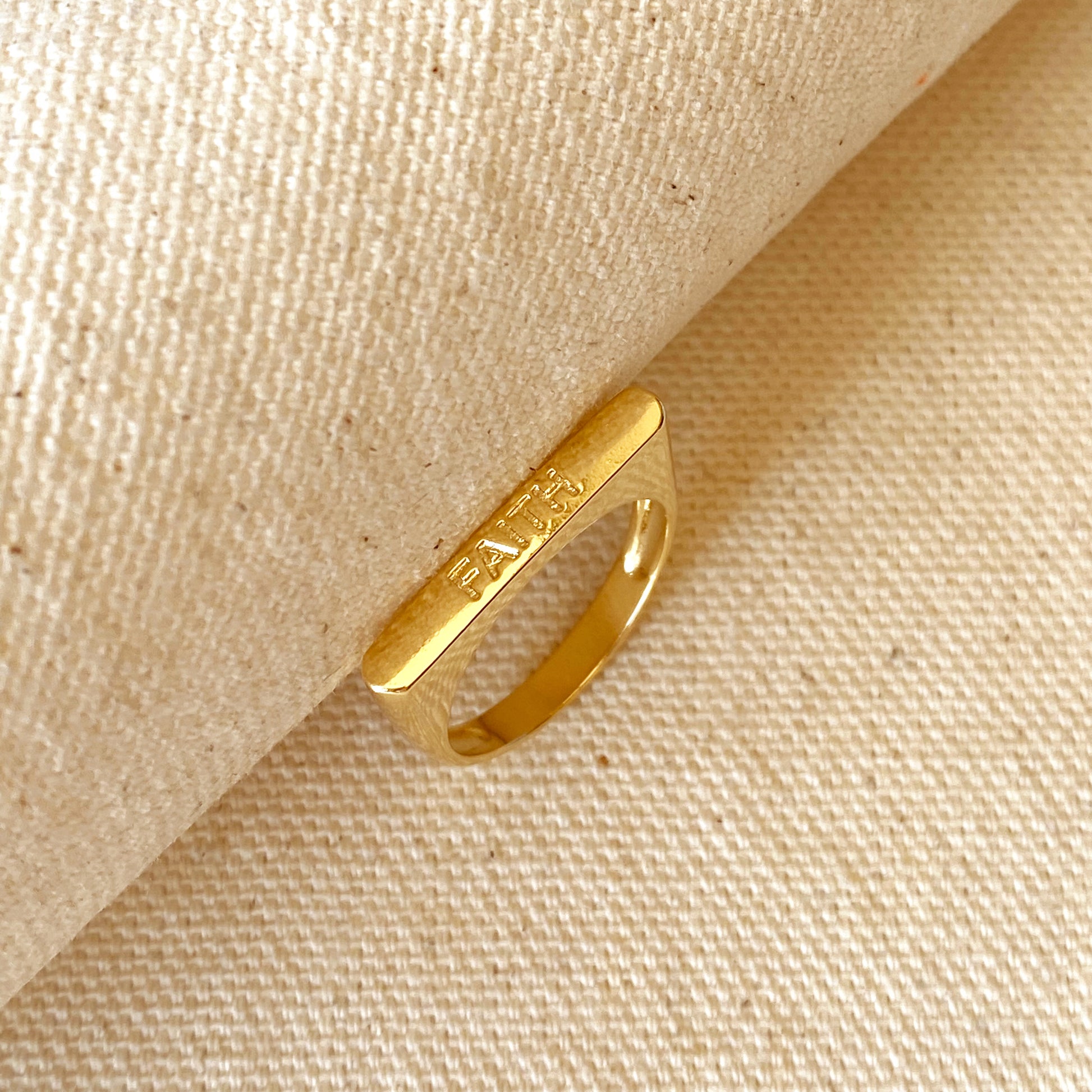 GoldFi 18k Gold Filled Faith Engraved Stackable Ring