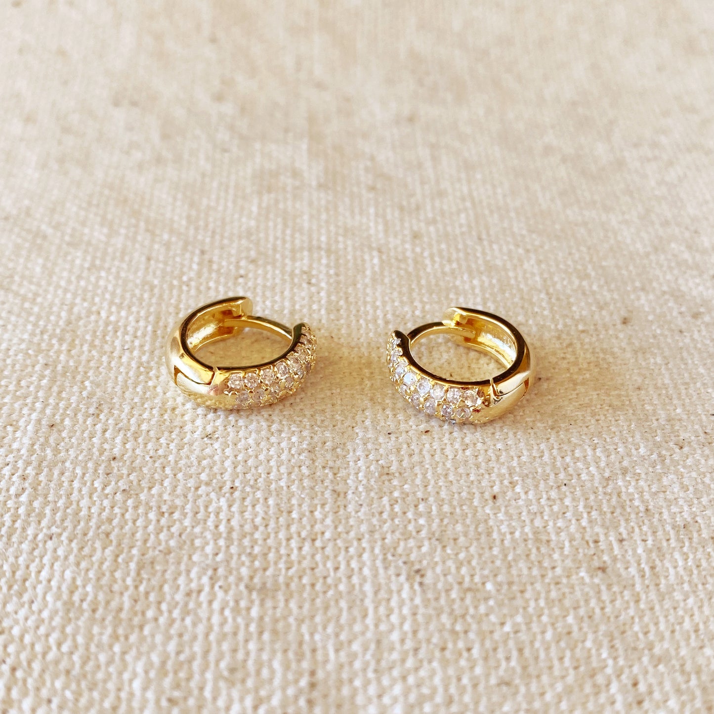 18k Gold Filled 13mm Cubic Zirconia Clicker Hoop Earrings