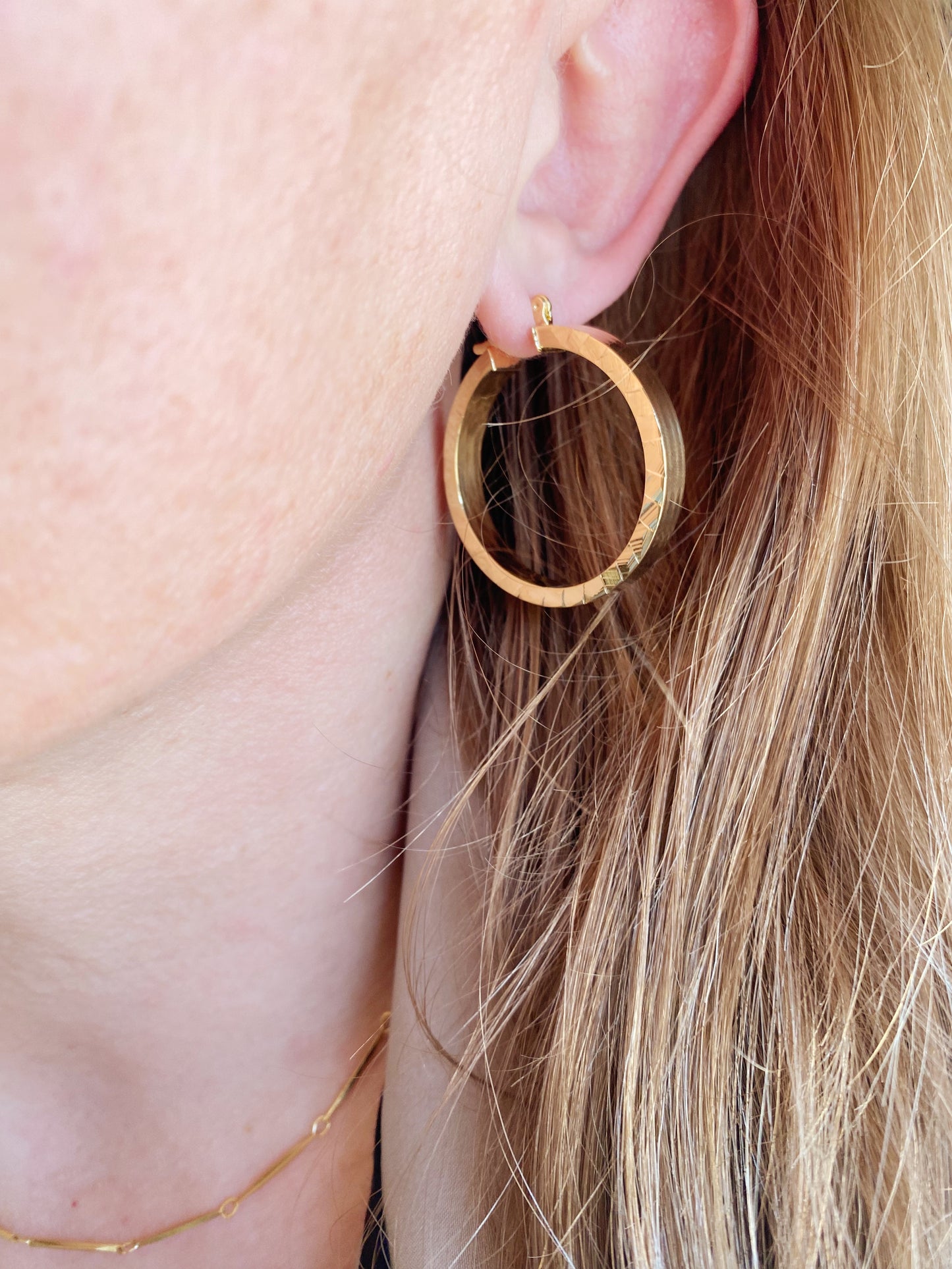 18K Gold Filled 35mm Flat Hoop With Scalloped Side Detail