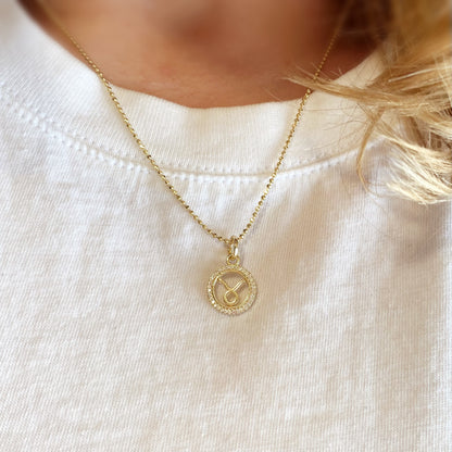 18k Gold Filled Mini Taurus Zodiac Pendant