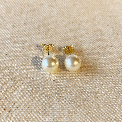 18k Gold Filled 8mm Classic Pearl Stud