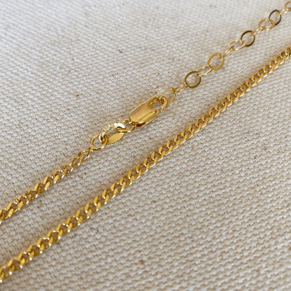 18k Gold Filled 2.0mm thickness Cuban Anklet Size 9"