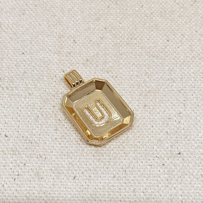 GoldFi 18k Gold Filled Initial Plate Pendant Letter U