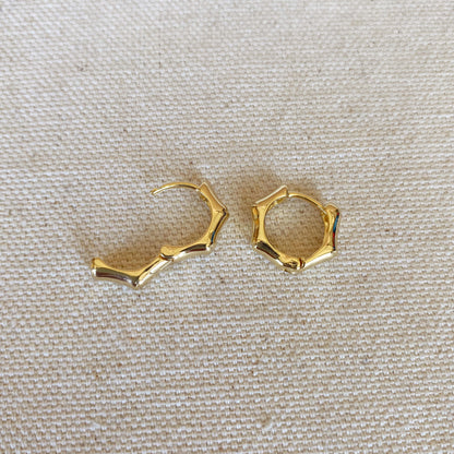 GoldFi 18k Gold Filled Bamboo Clicker Hoop Earrings