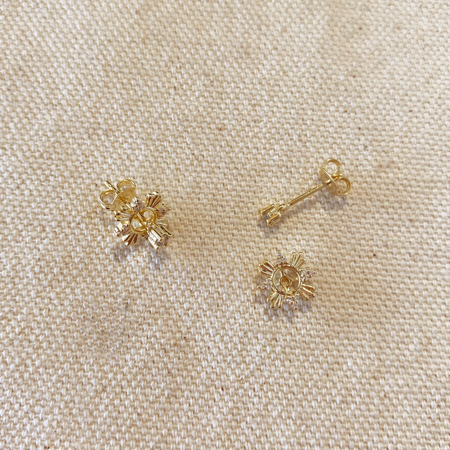 18k Gold Filled 2 Part Round Stud Earrings