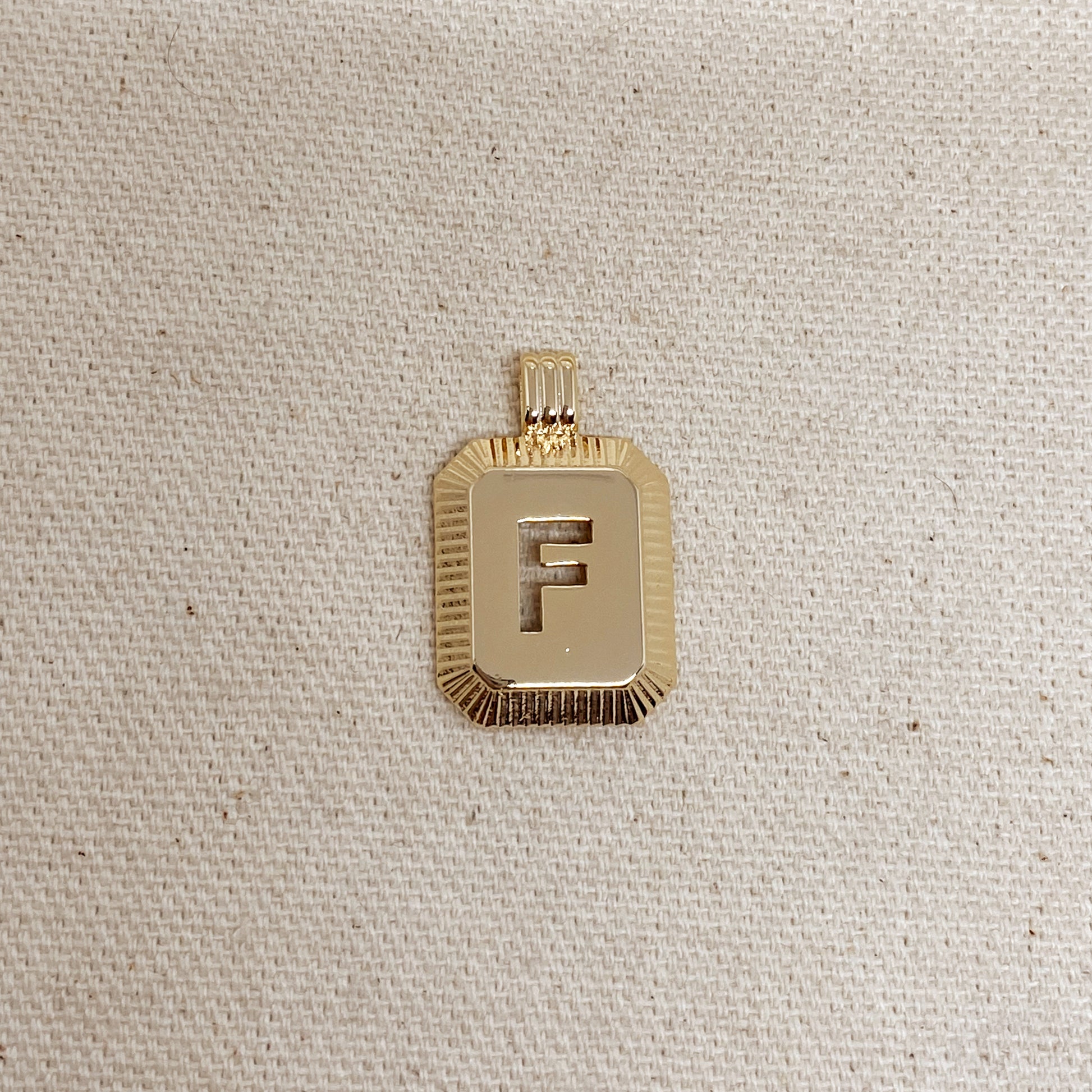 GoldFi 18k Gold Filled Initial Plate Pendant Letter F