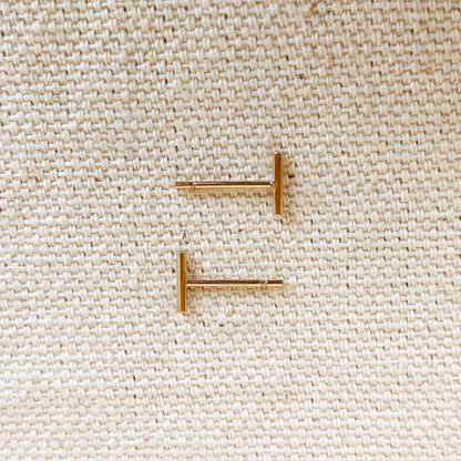 GoldFi 14k Gold Filled Petite Bar Stud Earrings