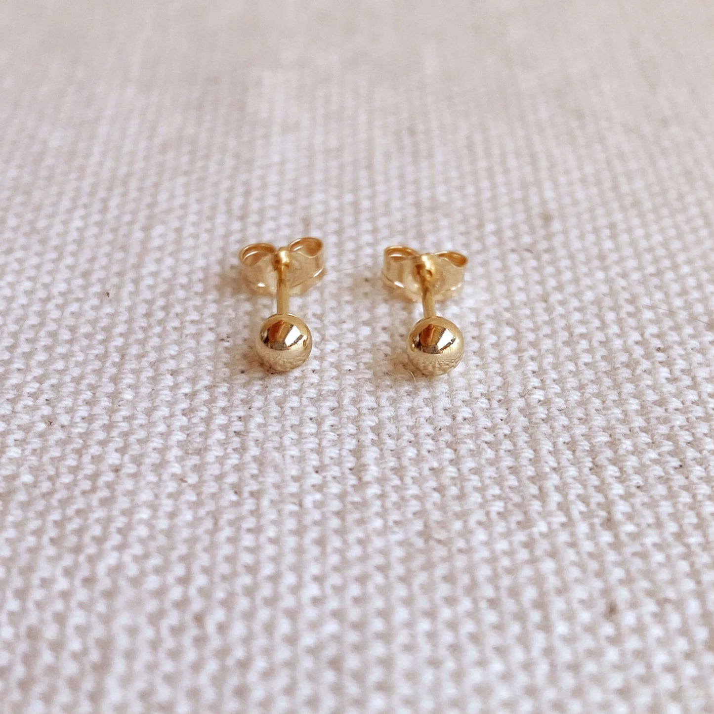 GoldFi 14k Solid Gold 3mm Ball Stud Piercing Earrings