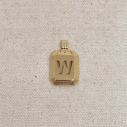 GoldFi 18k Gold Filled Initial Plate Pendant Letter W