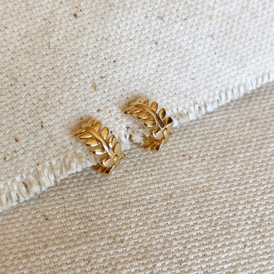 GoldFi 18k Gold Filled Leaf Clicker Hoop Earrings