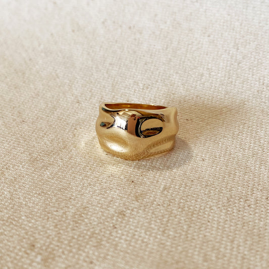 18k Gold Filled Wavy Wide Band Ring