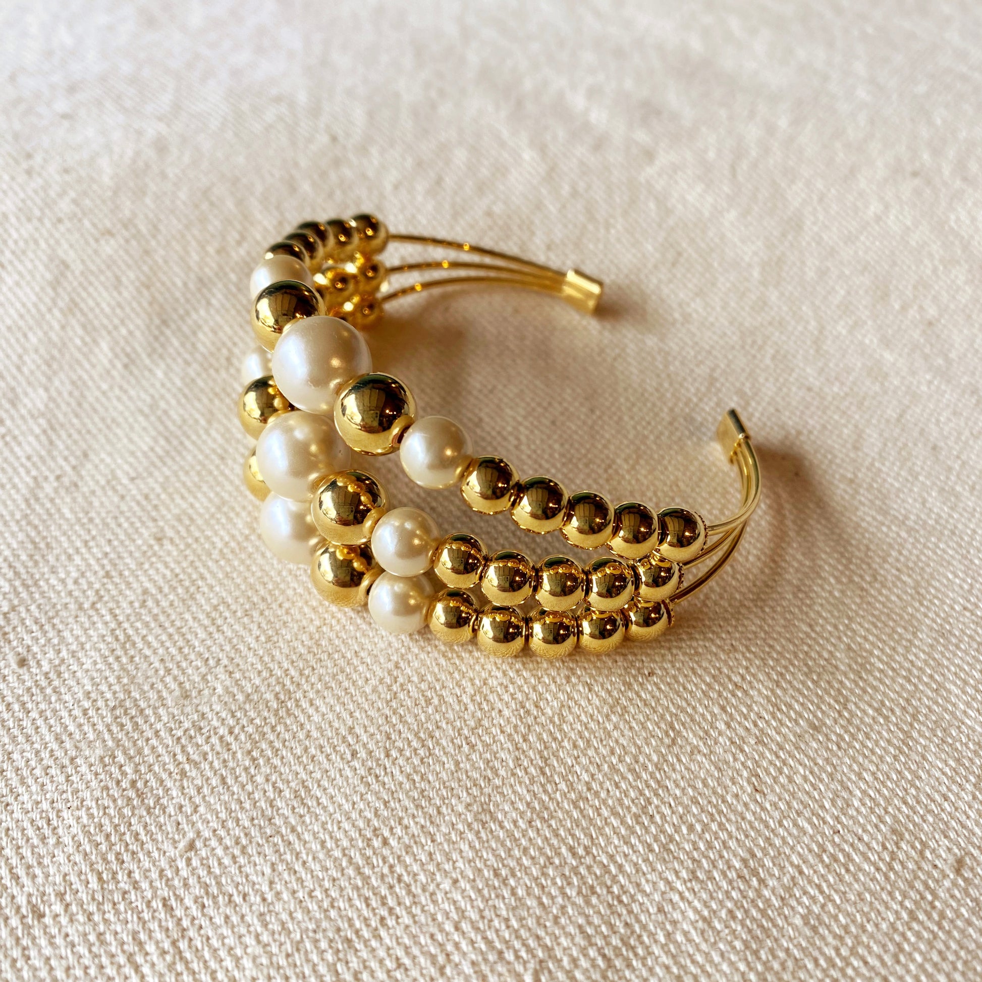 Statement Beads and Pearl Cuff Bracelet