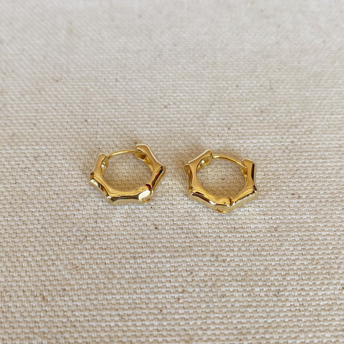 GoldFi 18k Gold Filled Bamboo Clicker Hoop Earrings