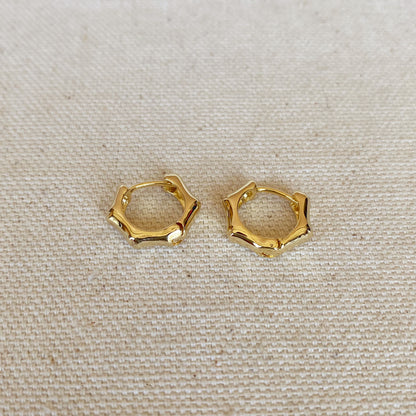 GoldFi 18k Gold Filled Bamboo Clicker Hoop Earrings