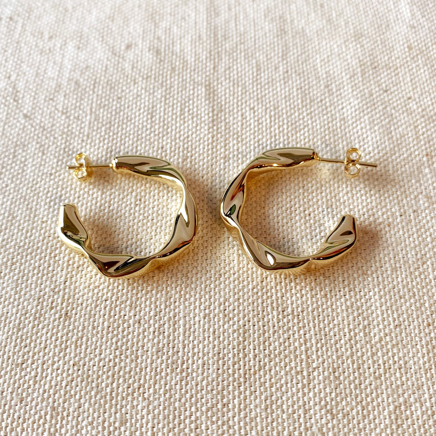 18k Gold Filled Crimped Half-Hoop Earrings