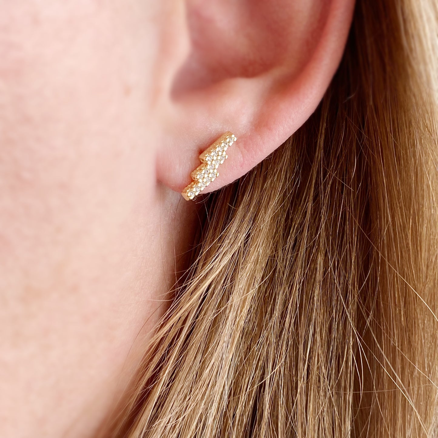 18k Gold Filled Cascading Bars Stud Earrings