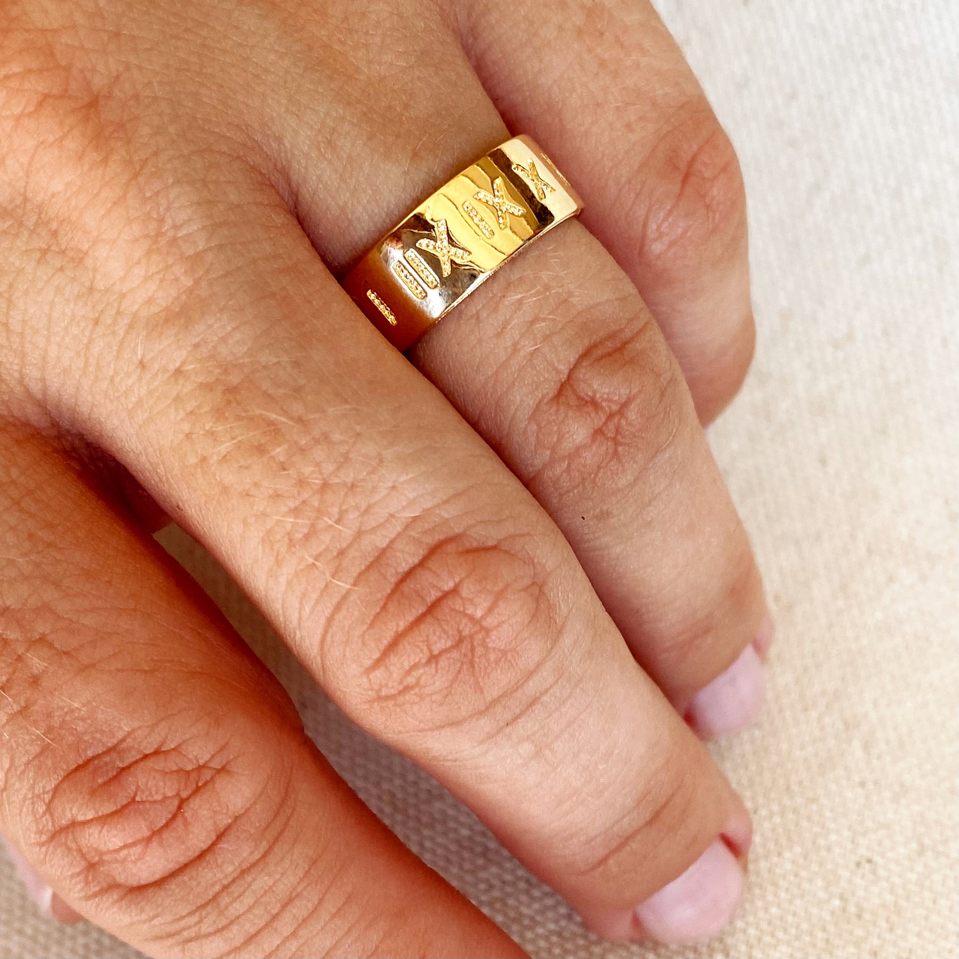 GoldFi 18k Gold Filled Roman Numeral Band Ring