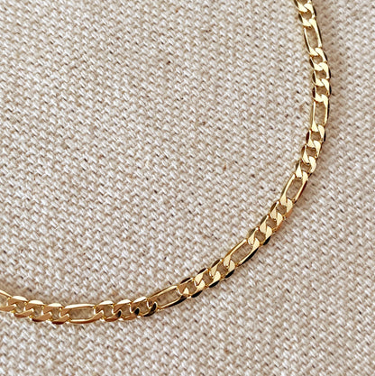 18k Gold Filled 2.5mm Flat Figaro Chain Bracelet