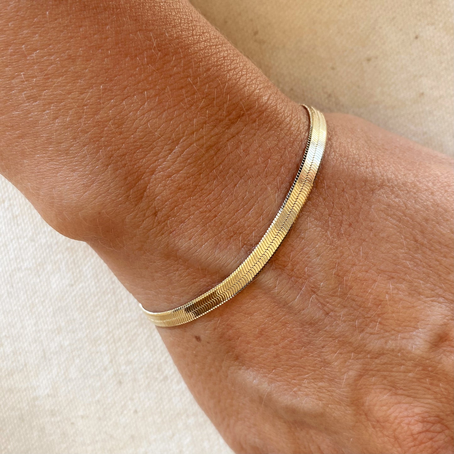GoldFi 18k Gold Filled 4mm Herringbone Bracelet