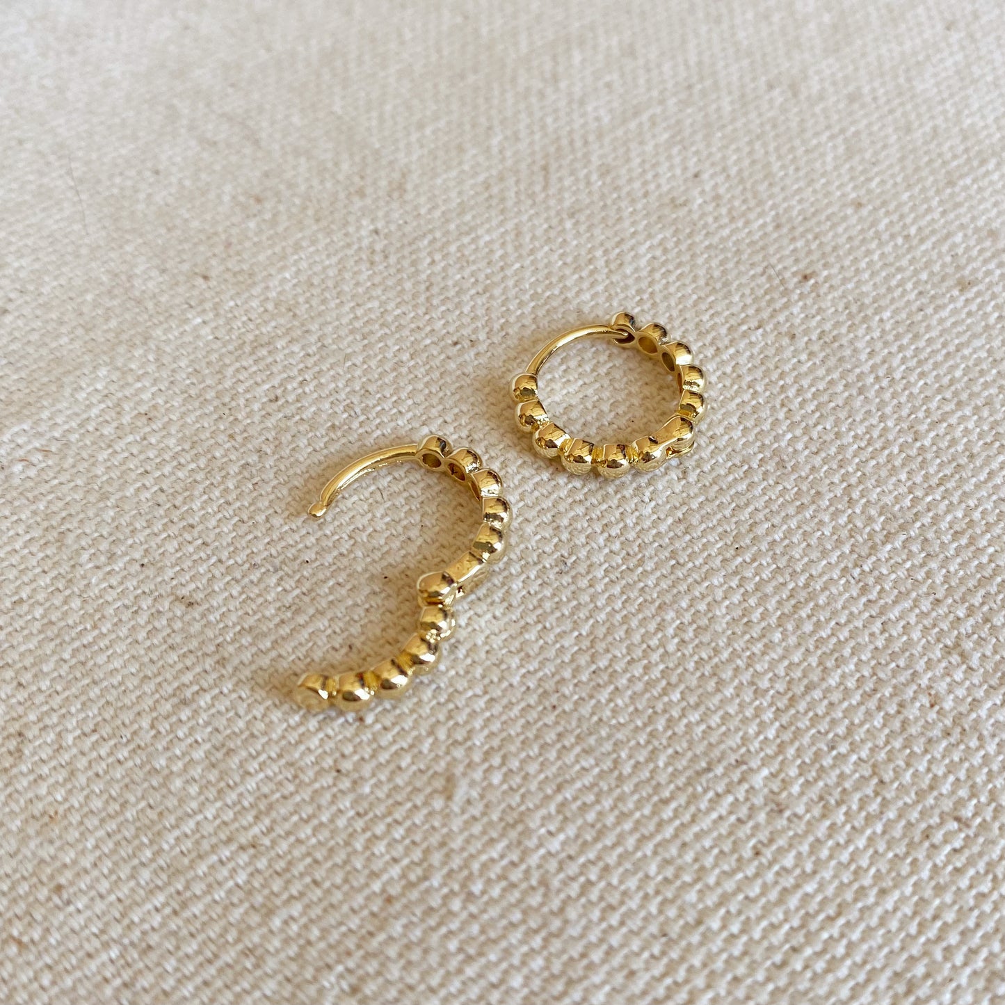 GoldFi 18k Gold Filled Beaded Clicker Hoop Earrings