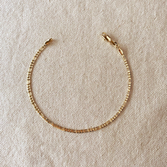 18k Gold Filled 2.5mm Flat Figaro Chain Anklet