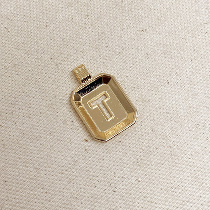 GoldFi 18k Gold Filled Initial Plate Pendant Letter T