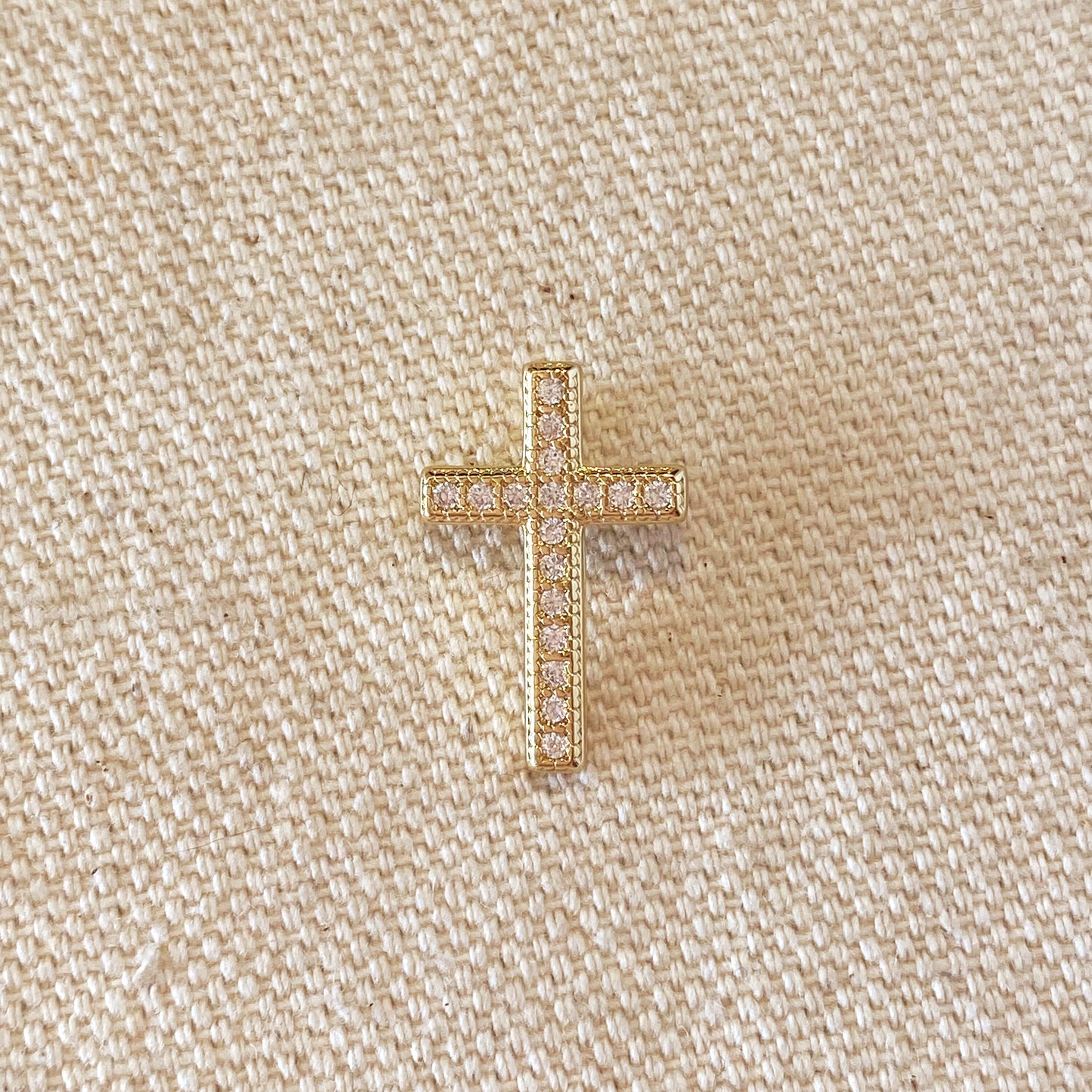 18k Gold Filled Cross Pendant With Micro Cubic Zircon Stones