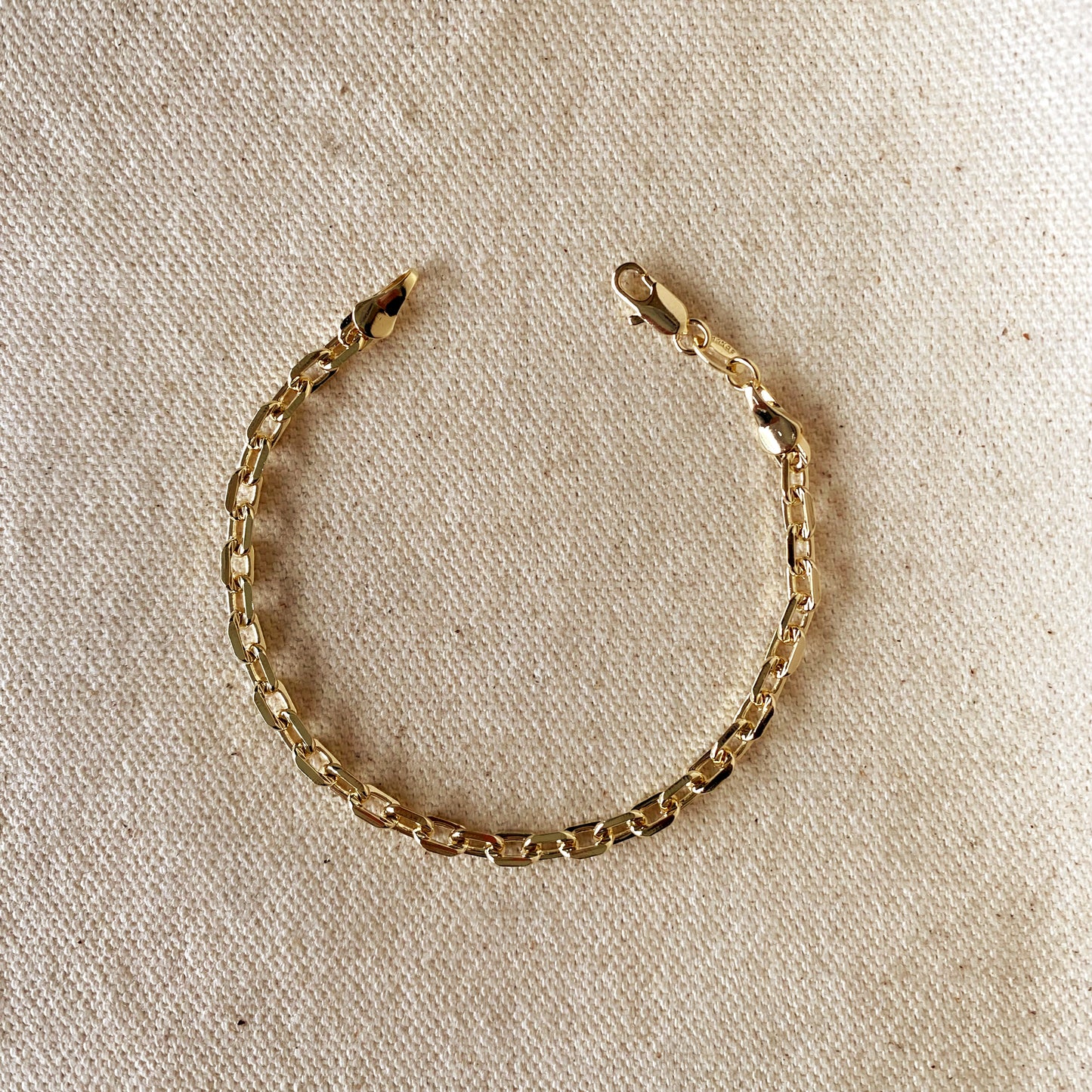 18k Gold Filled Diamond 4.5 mm Cut Anchor Link Bracelet