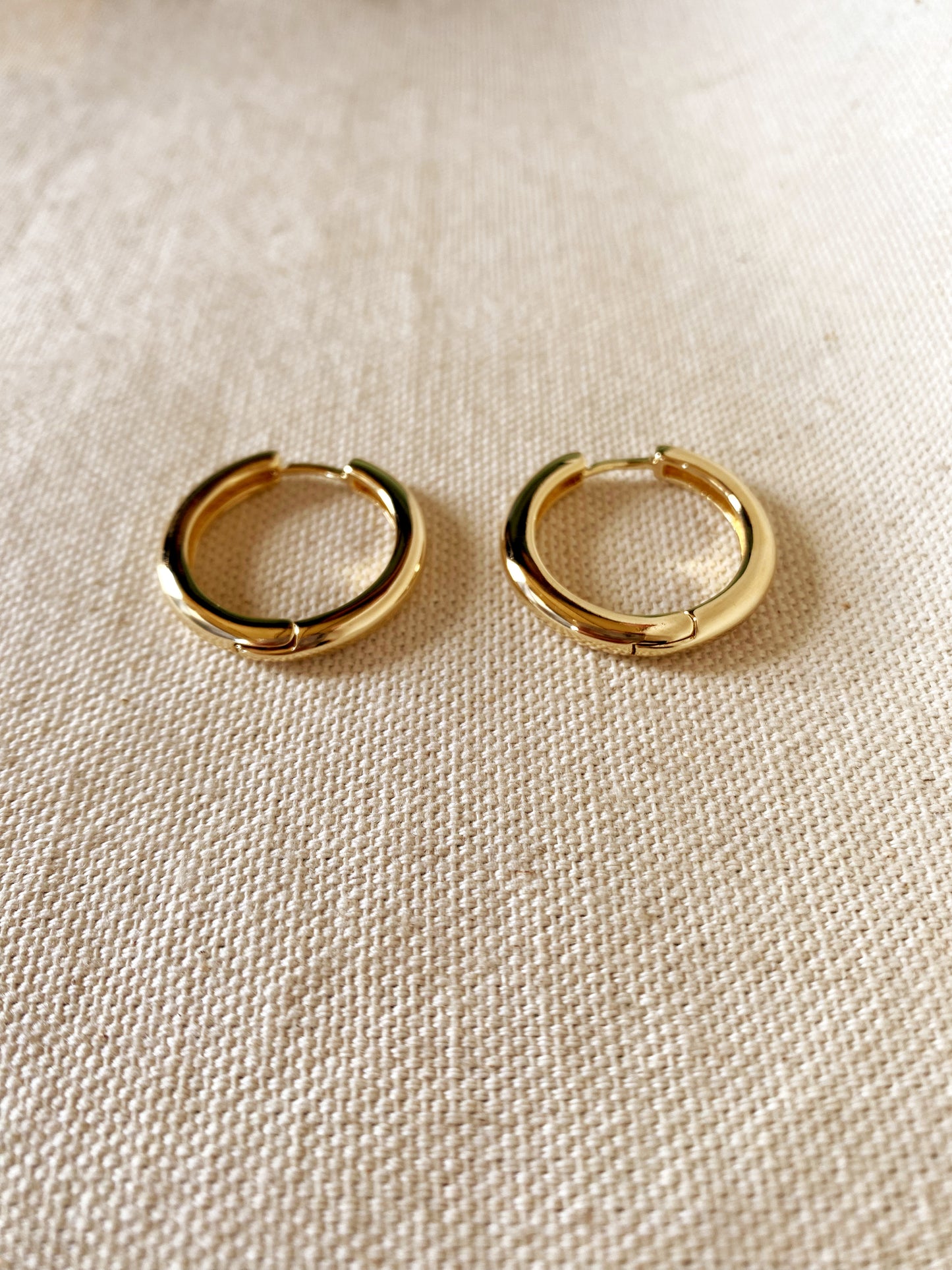 Gold Rounded Polished Clicker Hoop Earrings