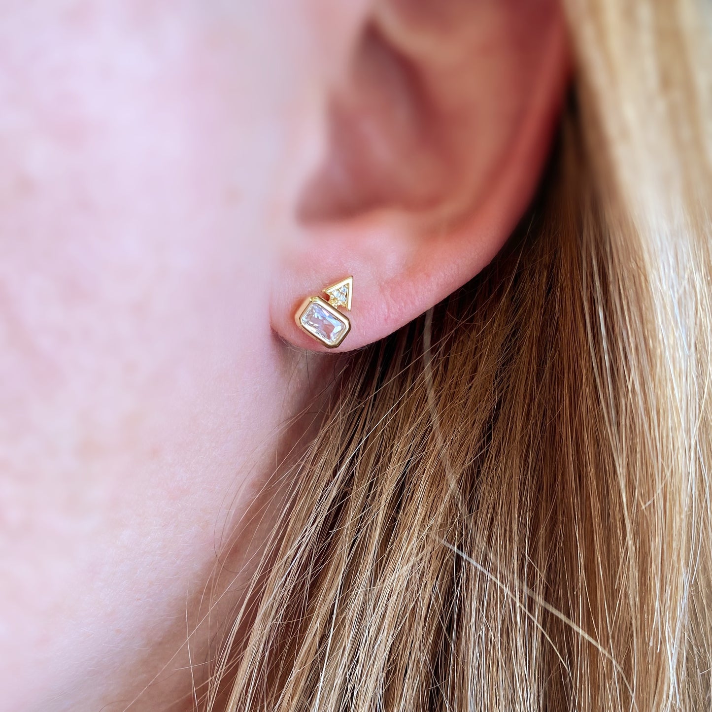 18k Gold Filled Geometric Stud Earrings