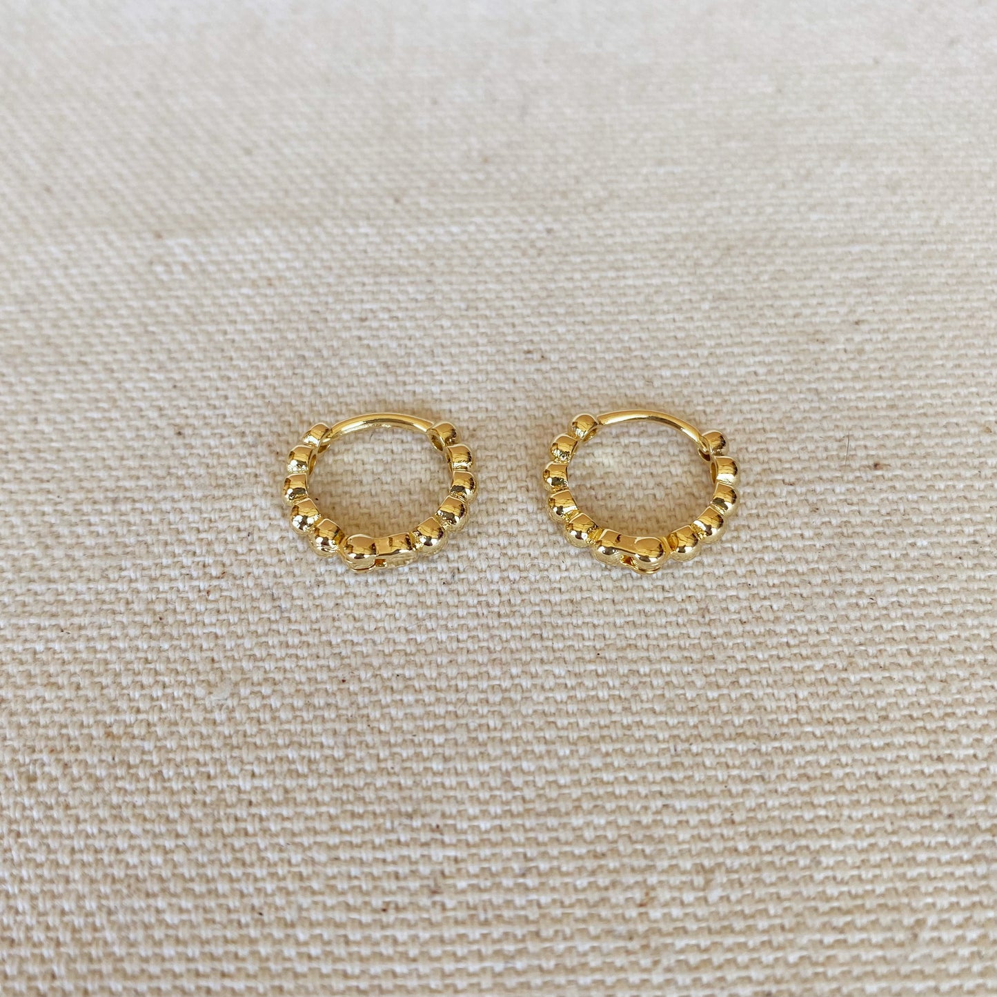 GoldFi 18k Gold Filled Beaded Clicker Hoop Earrings