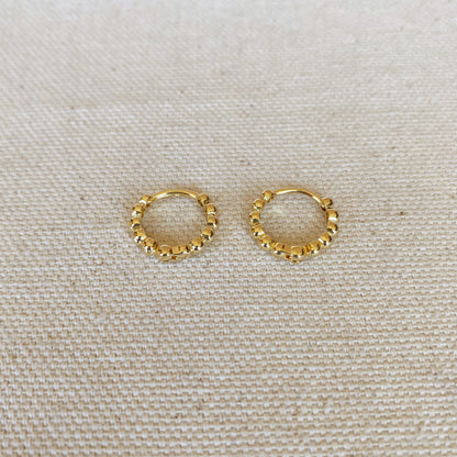 GoldFi 18k Gold Filled Beaded Clicker Hoop Earrings