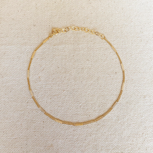 GoldFi 18k Gold Filled Pressed Detail Chain Anklet