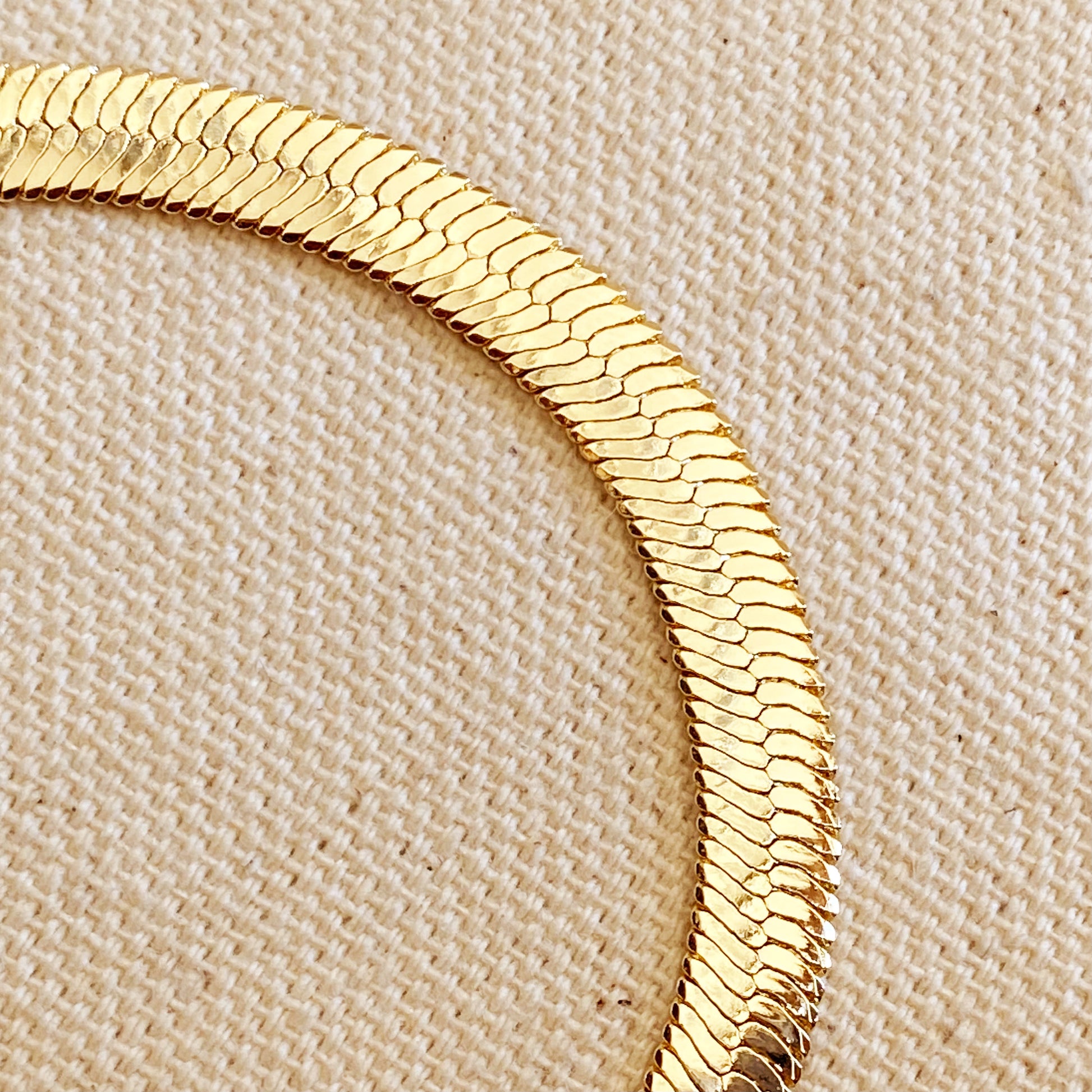 GoldFi 18k Gold Filled 6mm Herringbone Bracelet