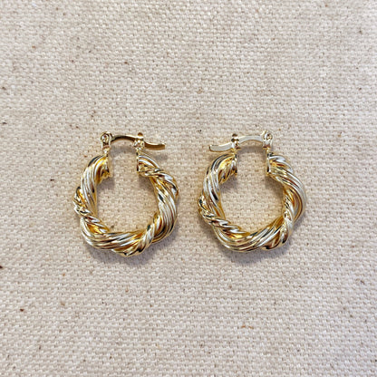 18k Gold Filled 21mm Double Twisted Tube Hoop Earrings