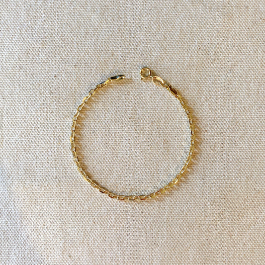 18k Gold Filled Diamond Cut Anchor Link Bracelet