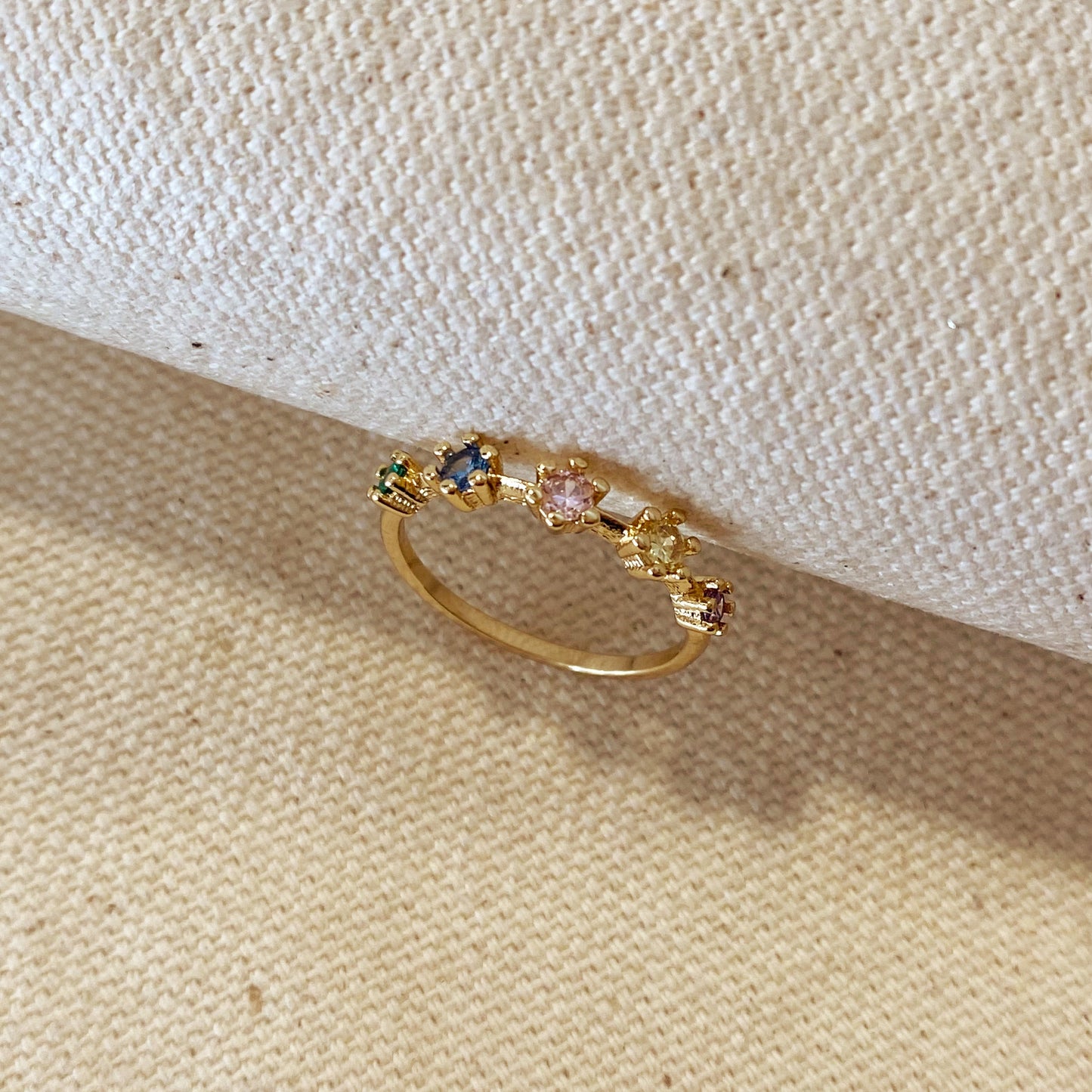 18k Gold Filled Delicate Pastel Colored Cubic Zirconia Ring