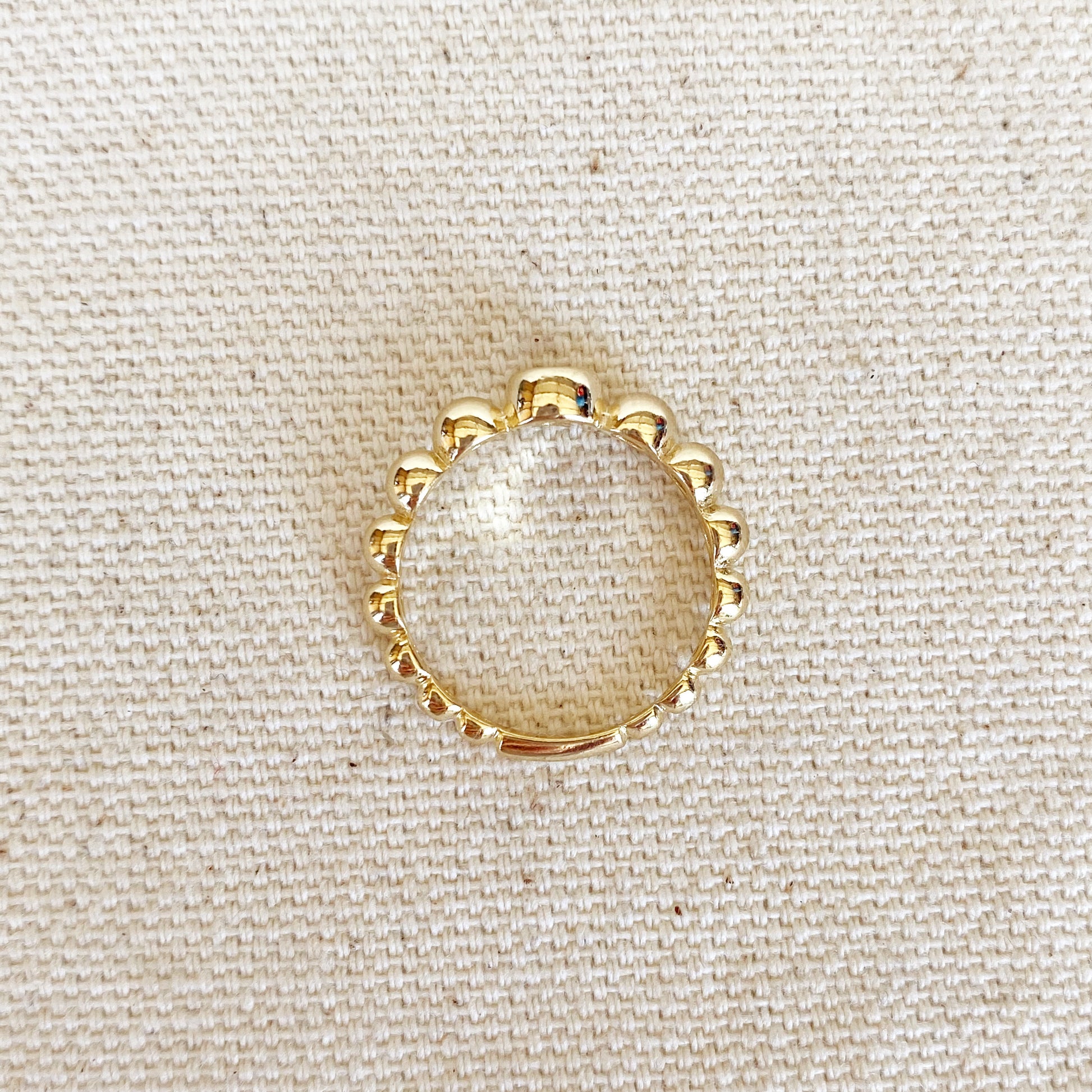 GoldFi 18k Gold Filled Beaded Blue Cubic Zirconia Bezel Ring