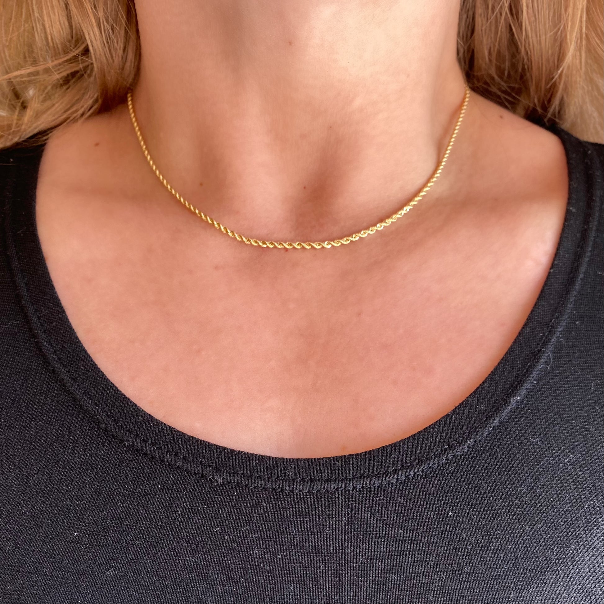 Solid gold rope chain 18k deals