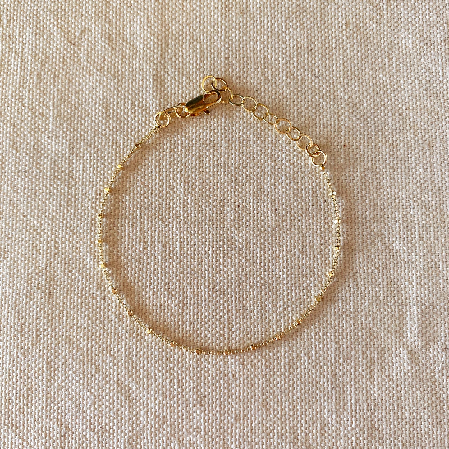 18k Gold Filled 1mm Spaced Beaded Bracelet