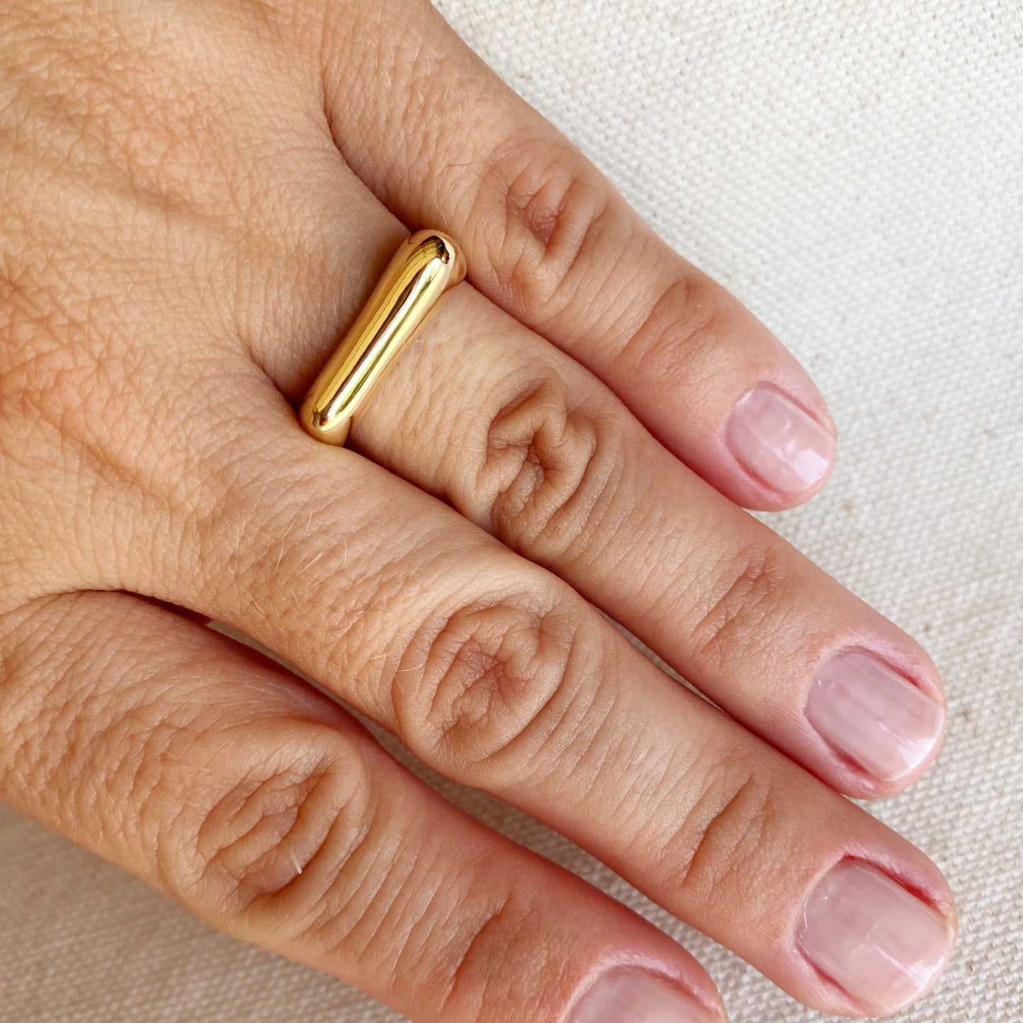 GoldFi 18k Gold Filled Bubble Flat Top Stackable Ring